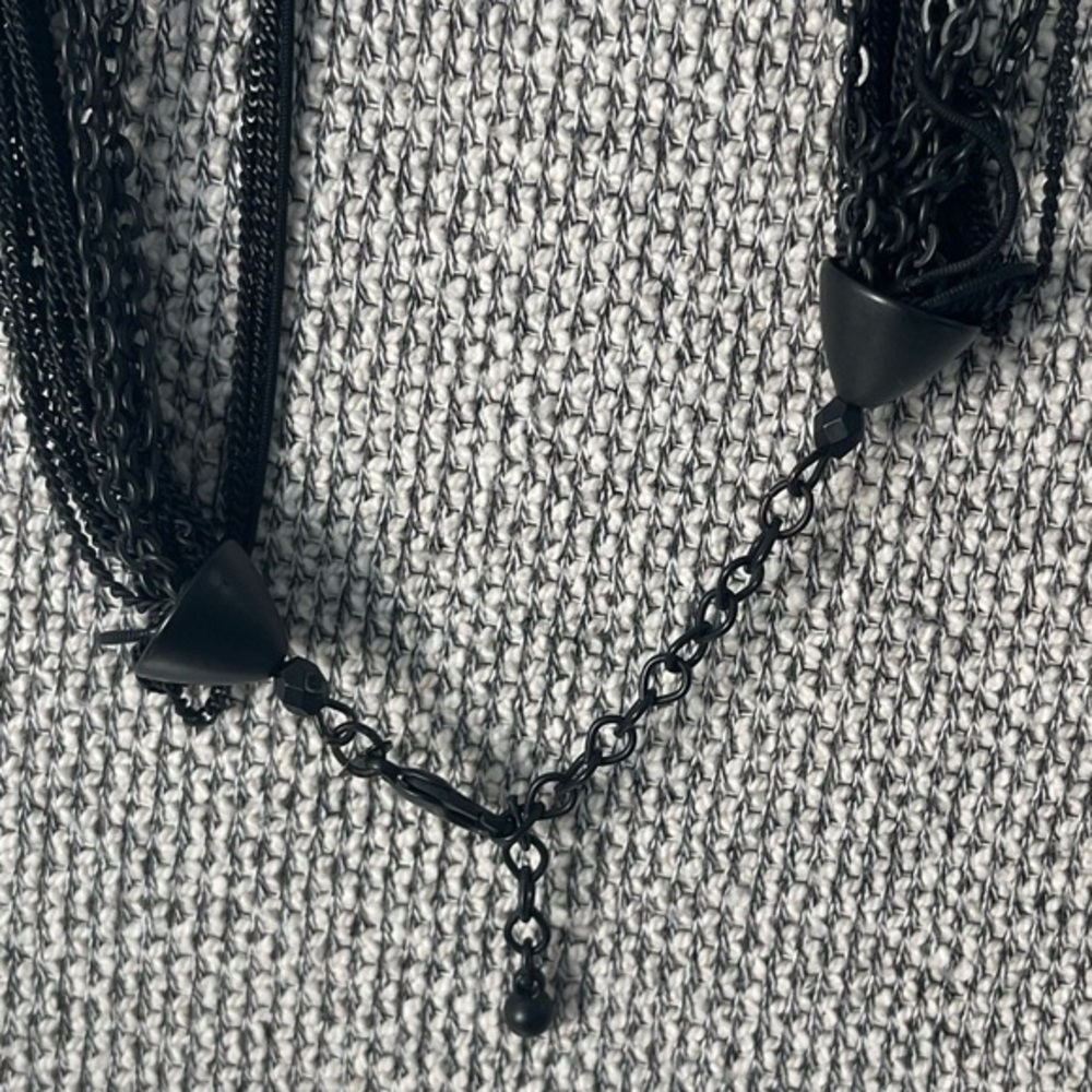 Black Cascading Multi-Layered Necklace - Picture 8 of 16
